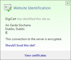Internet Explorer Ceriticate Information